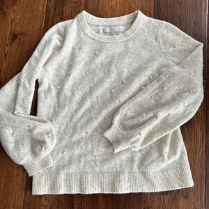 NWOT LOFT cream pearl sweater